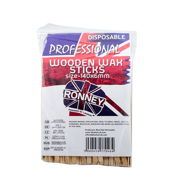 RONNEY szpatułka do wosku WOODEN WAX STICKS 100pcs